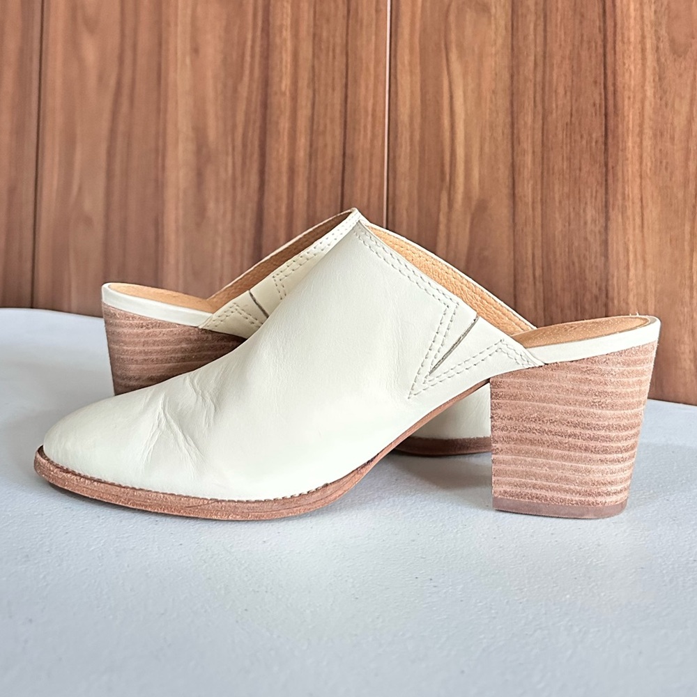 Madewell Cream Mules with Pointed Toe and Block Heel Sz. 9 - Picture 6 of 14